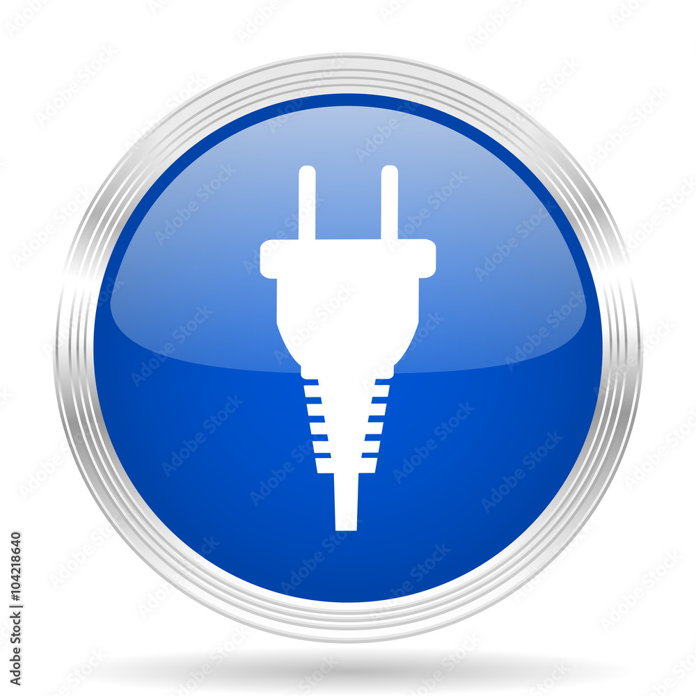 plug blue silver metallic metallic chrome web circle glossy icon plug blue silver metallic metallic chrome web circle glossy icon