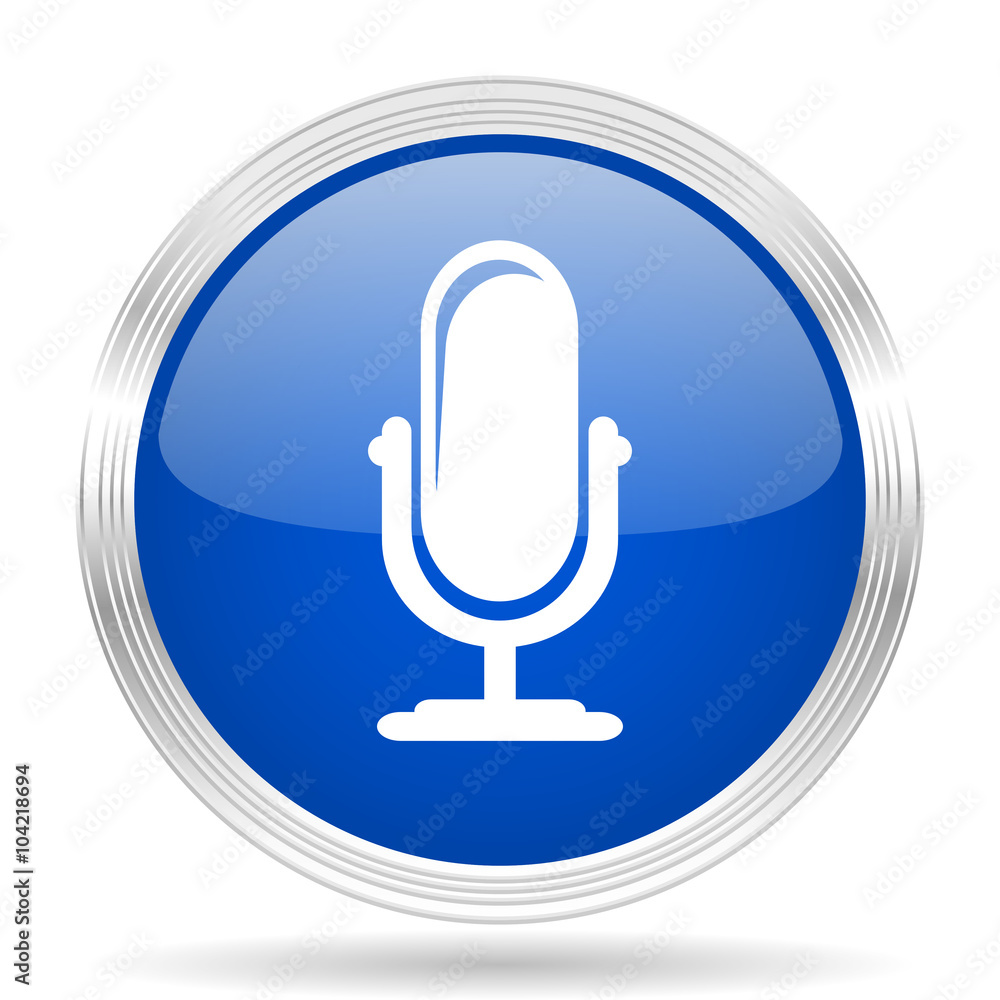 microphone blue silver metallic metallic chrome web circle glossy icon microphone blue silver metallic metallic chrome web circle glossy icon