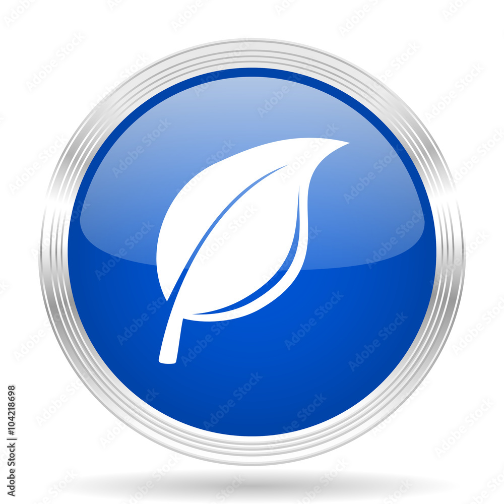 nature blue silver metallic metallic chrome web circle glossy icon
