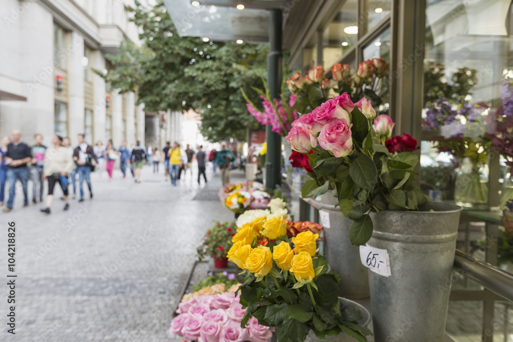 Flower stand in the center of Prague