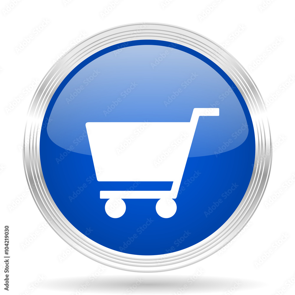 cart blue silver metallic metallic chrome web circle glossy icon cart blue silver metallic metallic chrome web circle glossy icon