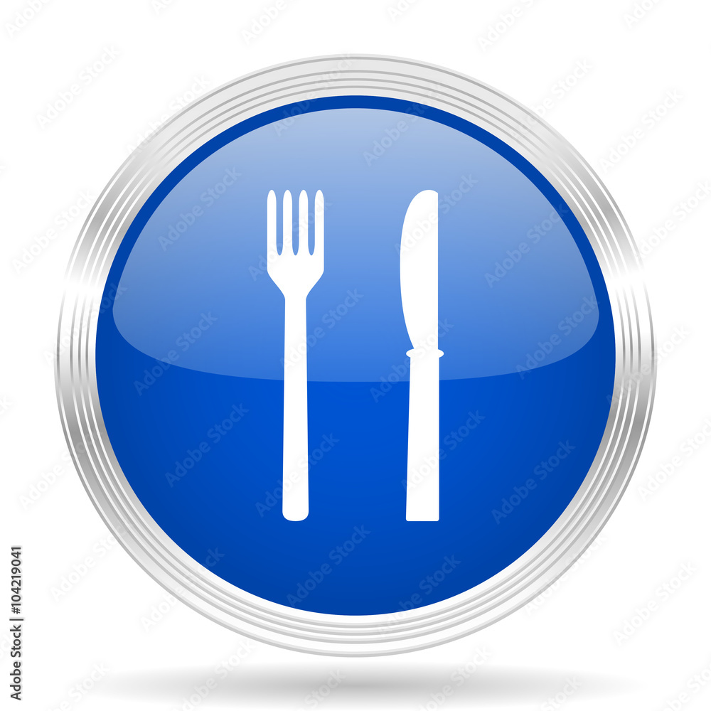 eat blue silver metallic metallic chrome web circle glossy icon eat blue silver metallic metallic chrome web circle glossy icon