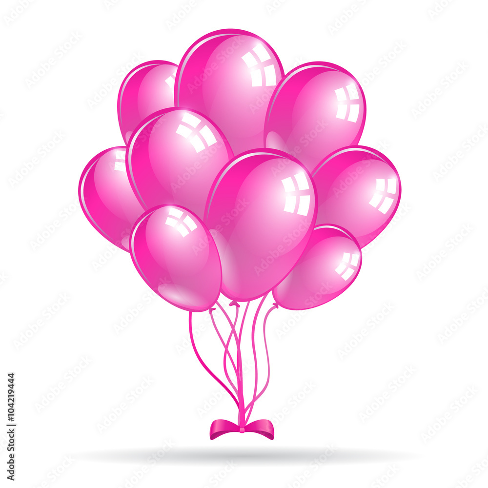 Set of shiny pink balloons. Vector illustration.