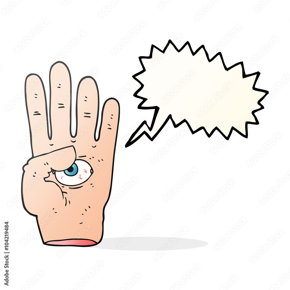 speech bubble cartoon spooky hand with eyeball speech bubble cartoon spooky hand with eyeball