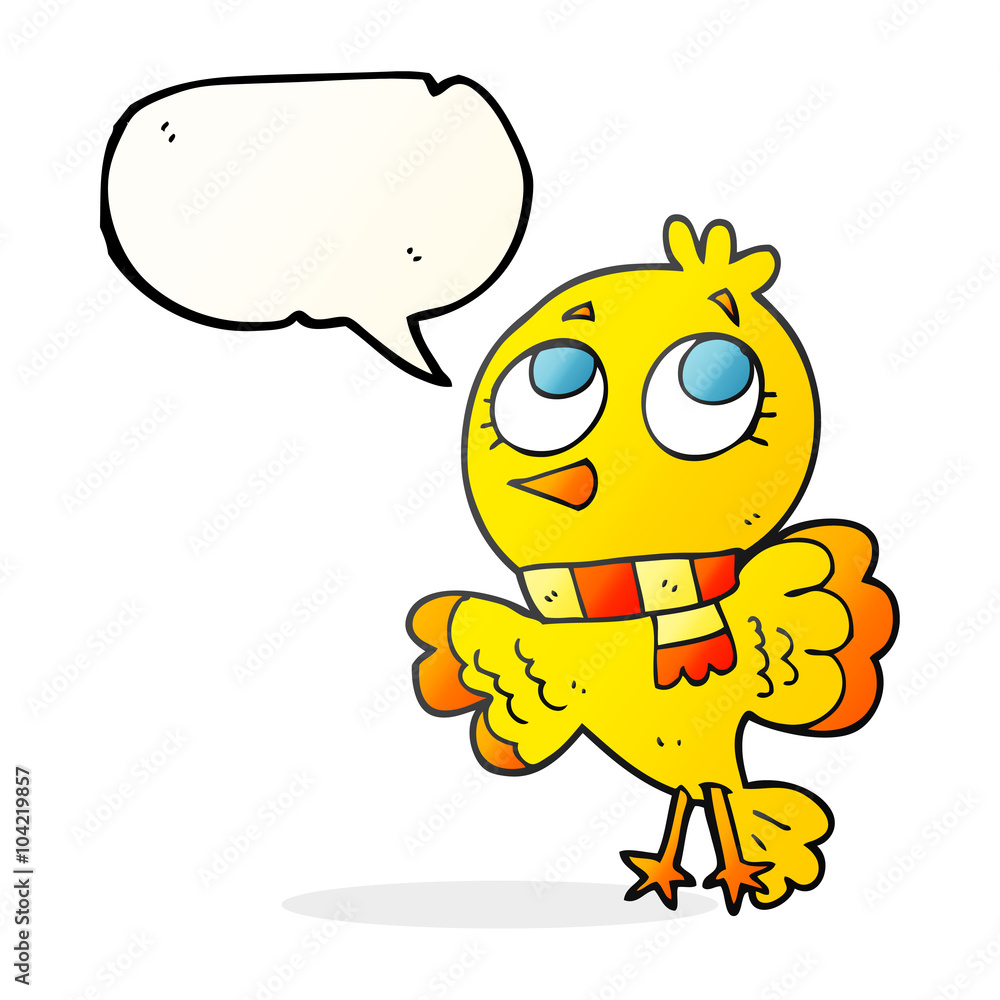 cute speech bubble cartoon bird