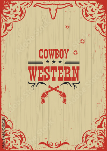 Cowboy western poster background with guns