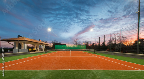 Tennis court and magic sky