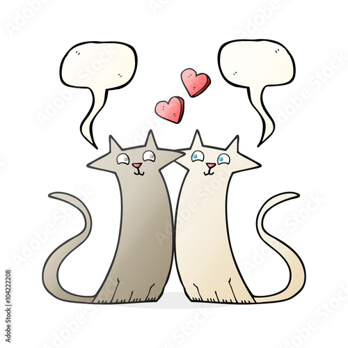 speech bubble cartoon cats in love