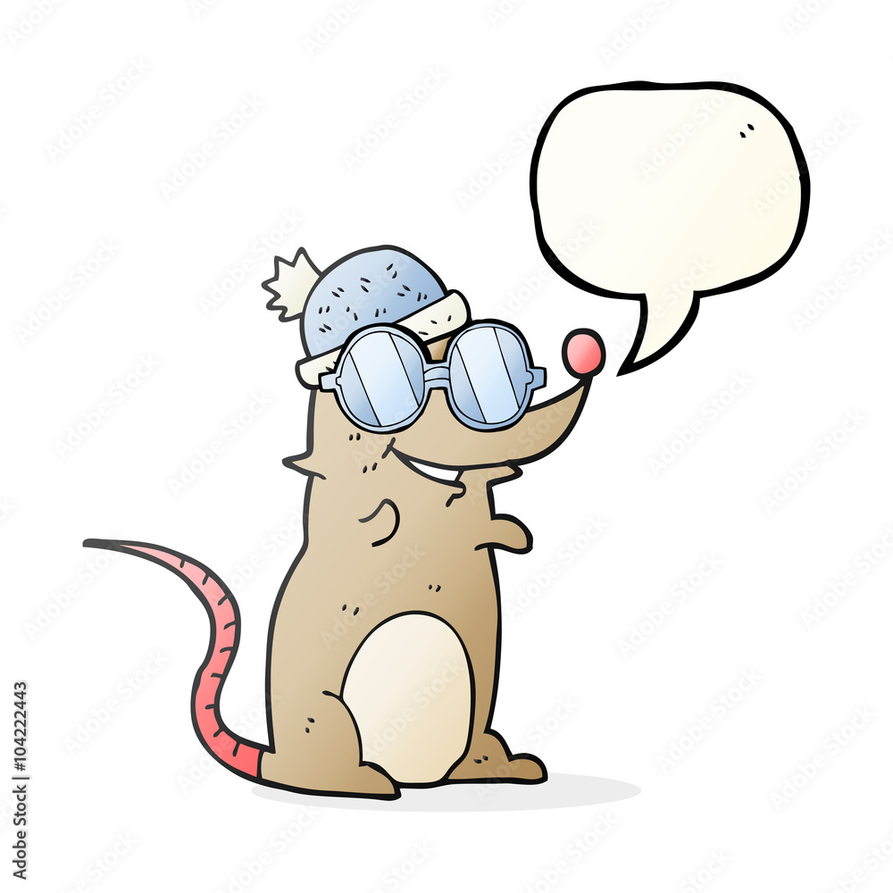 speech bubble cartoon mouse wearing glasses and hat speech bubble cartoon mouse wearing glasses and hat