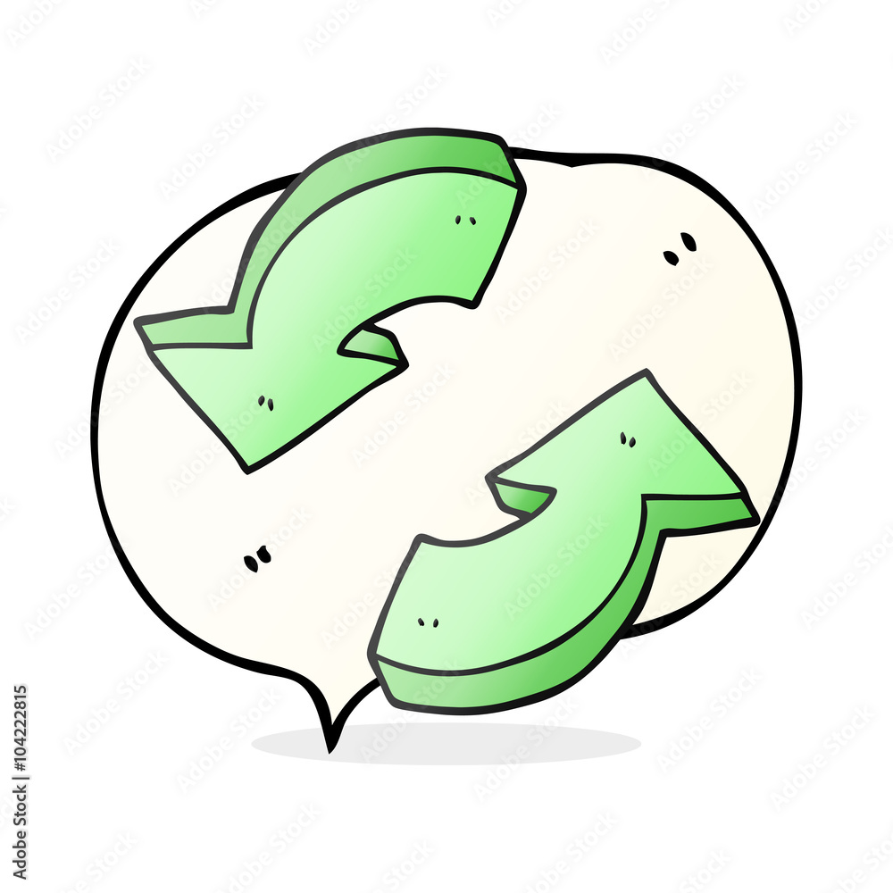 Obraz premium speech bubble cartoon recycling arrows
