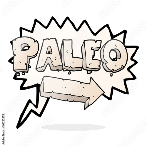 speech bubble cartoon paleo diet pointing arrow
