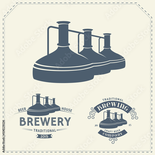 Set - beer brewery elements, icons, logos. Vector