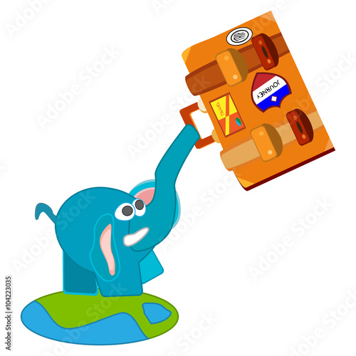 funny elephant with luggage