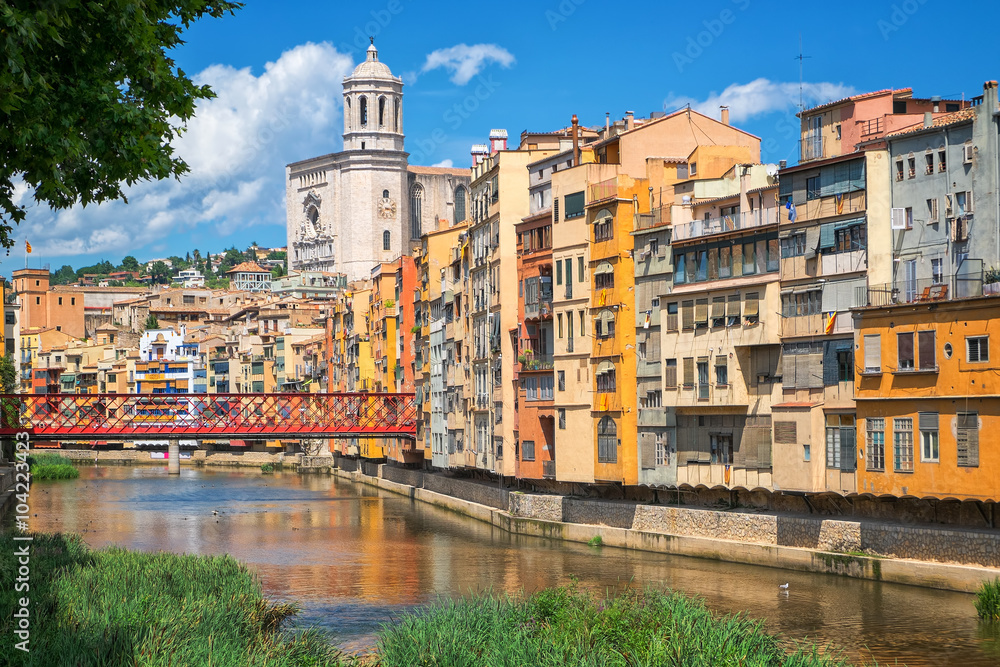 Cityscape of Girona, Catalonia, Spain