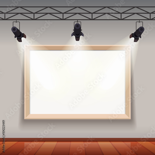 Empty picture frame in arts museum room hall