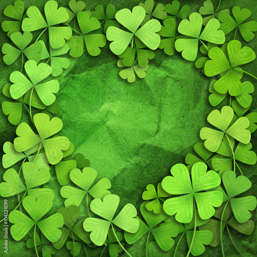 Shamrock leaf clover frame heart background