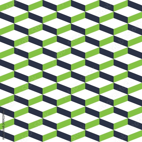 Green Geometric Illusion Seamless Pattern