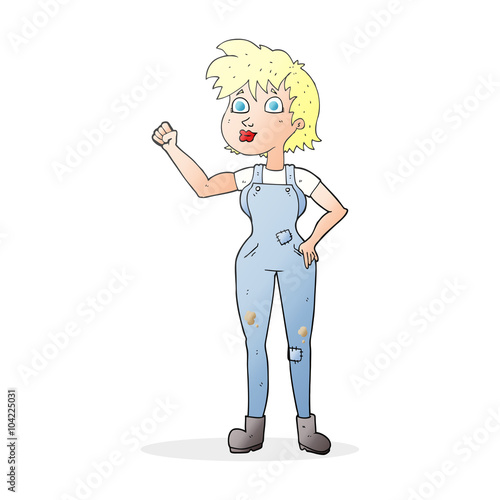 cartoon confident farmer woman