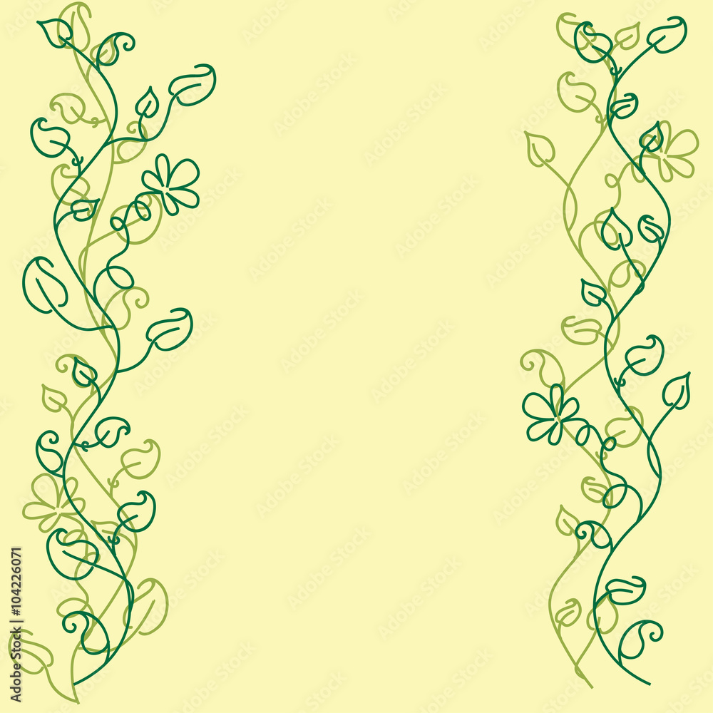 Vector card with leafy frame.