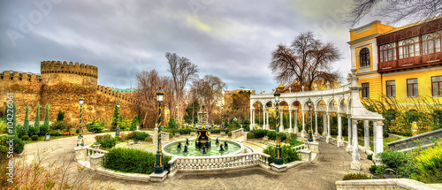 Fountain in Philarmonic gardens of Baku photo