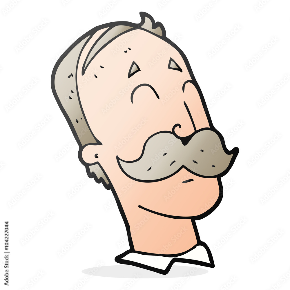 cartoon ageing man with mustache