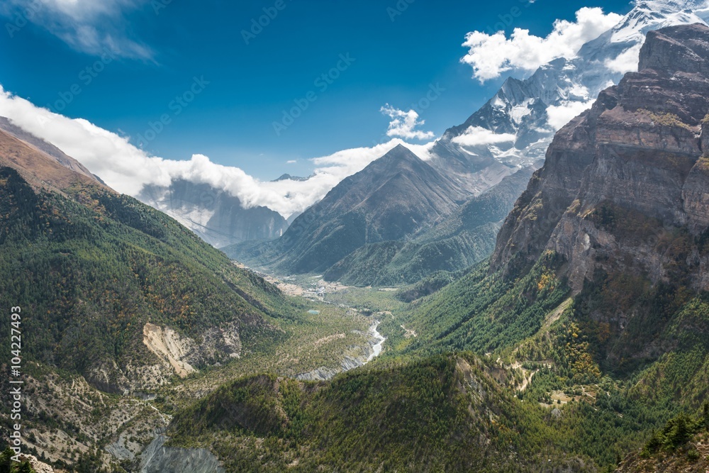Panoramic view of mountain valley.