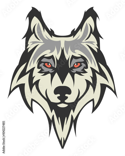 Wallpaper Mural Beautiful albino wolf tattoo.Vector wolf's head as a design element on isolated background Torontodigital.ca