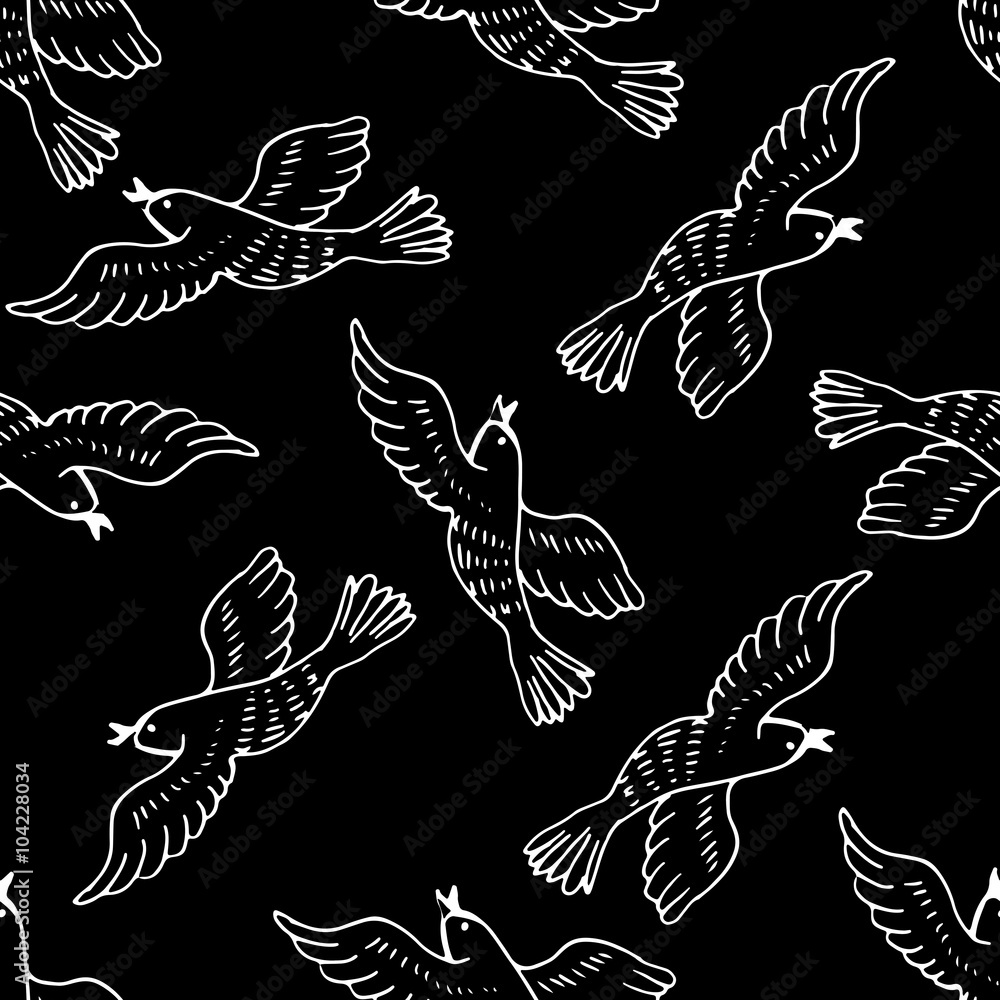 Vector abstract seamless pattern with birds. Vector abstract seamless pattern with birds.