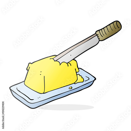 cartoon knife in butter