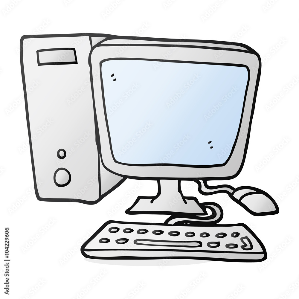 Cartoon Desktop Computer Stock Vektorgrafik Adobe Stock