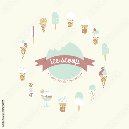 Hand drawn ice cream shop logo.