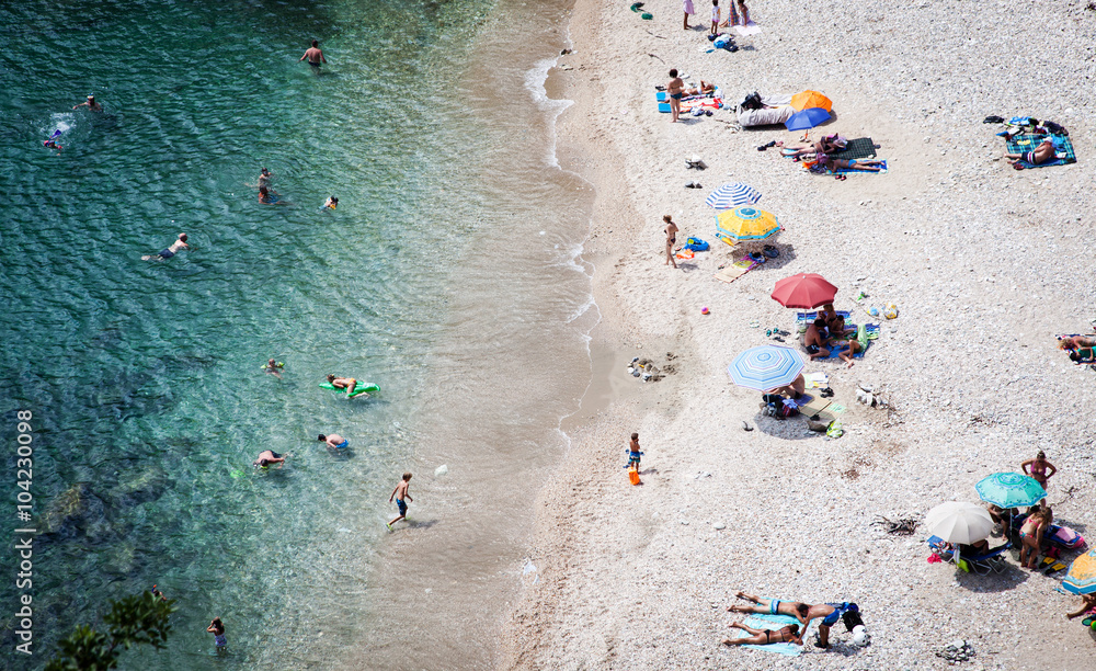 Beach holiday concept. Top view of beach Beach holiday concept. Top view of beach