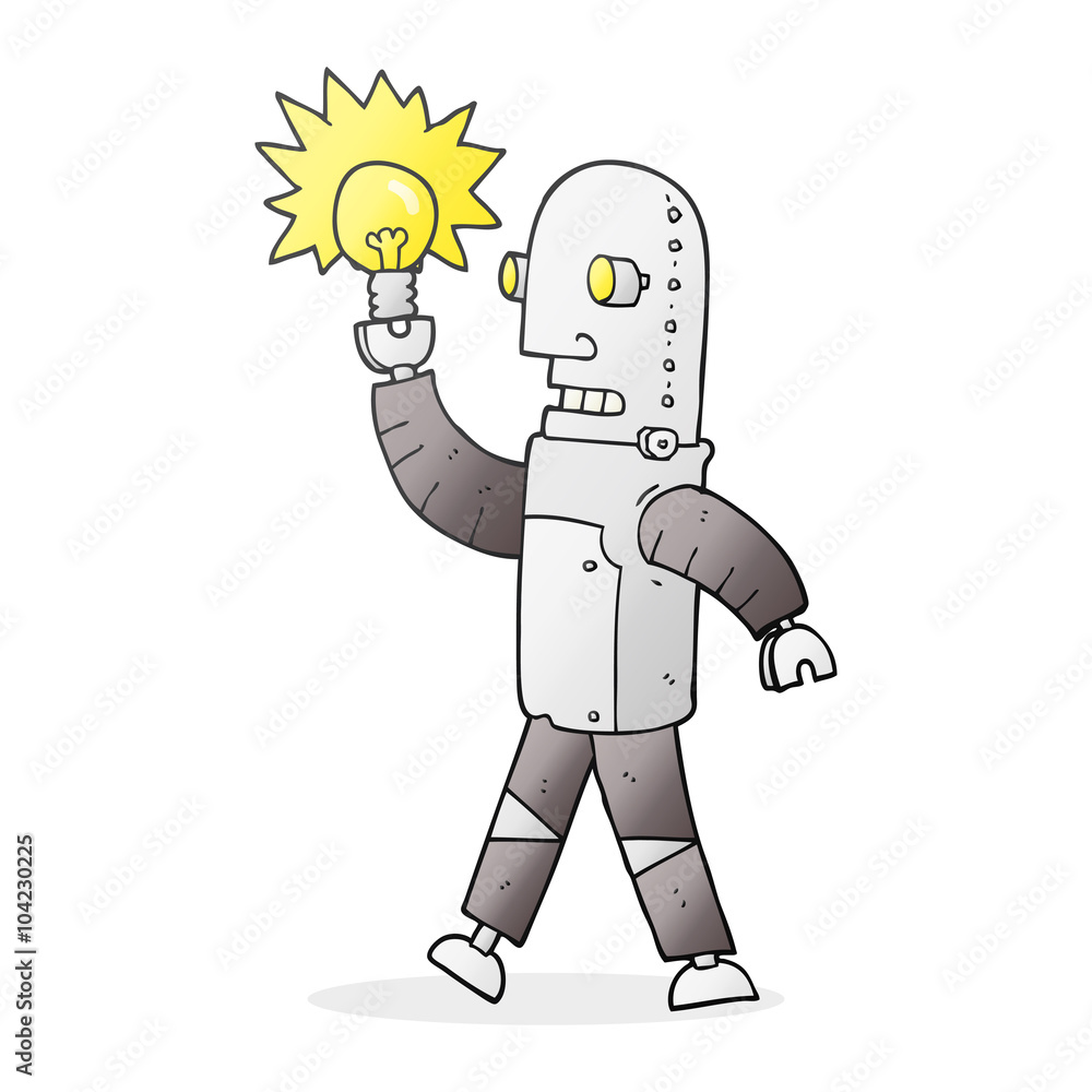 Fototapeta premium cartoon robot with light bulb