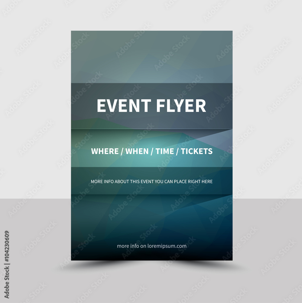 Fototapeta premium event flyer, brochure template / vector poster book, leaflet with modern polygon background for happening