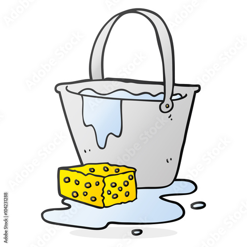 cartoon bucket of soapy water