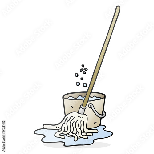 cartoon mop and bucket