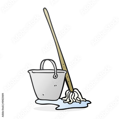 cartoon mop and bucket