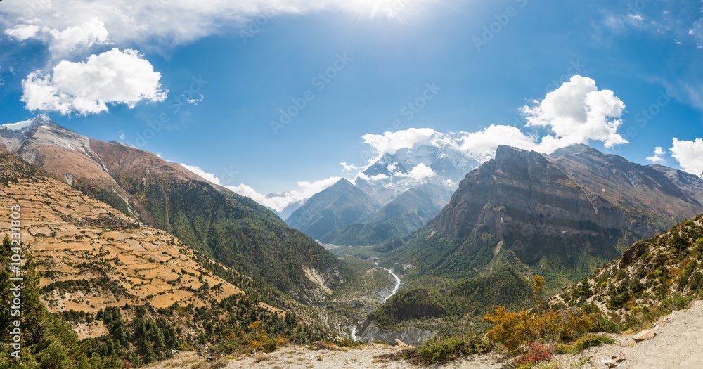 Panoramic mountain view - Annapurna region, Nepal.