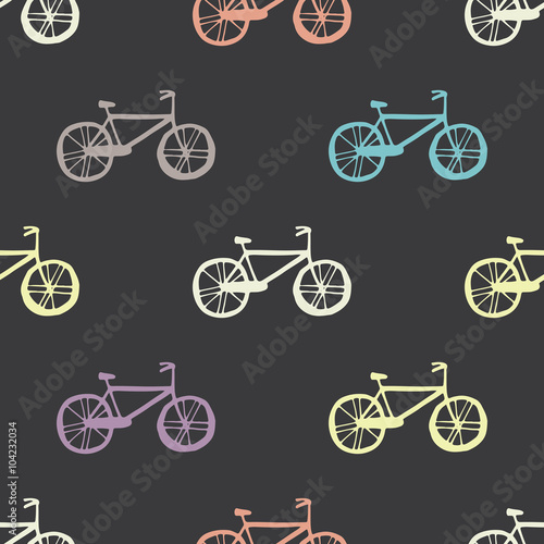 Riding on the bicycle, vector illustration. Seamless pattern.