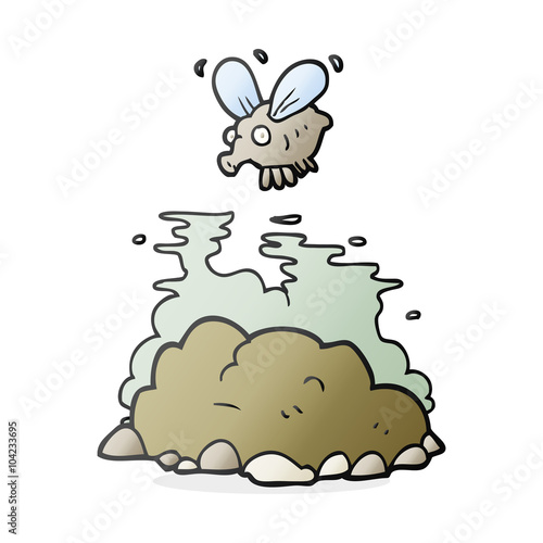 cartoon fly and manure