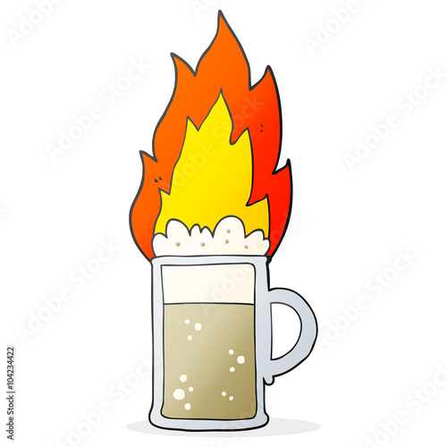 cartoon flaming tankard of beer
