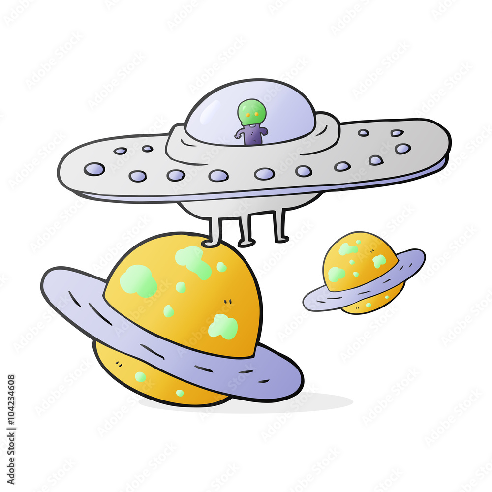 cartoon flying saucer in space cartoon flying saucer in space