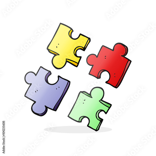 cartoon jig saw pieces