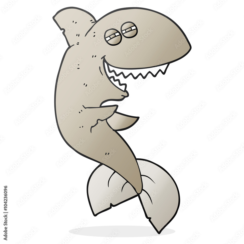 Naklejka premium cartoon laughing shark