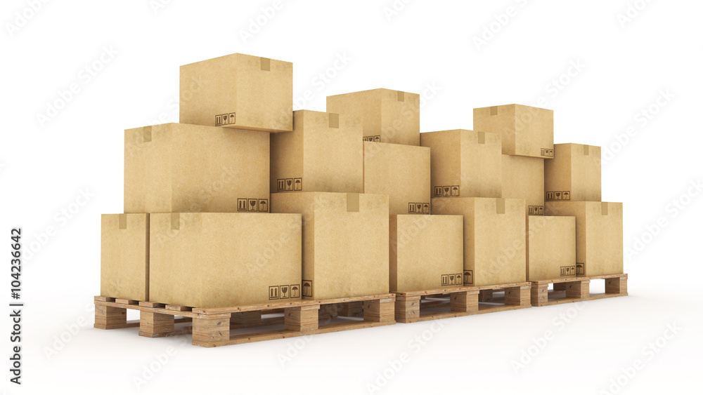 Boxes in empty room 3D Boxes in empty room 3D