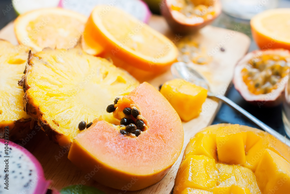 Preparation Juice Yellow Orange Tropical Fruits
