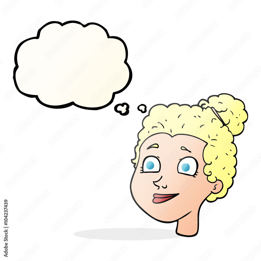 thought bubble cartoon female face thought bubble cartoon female face