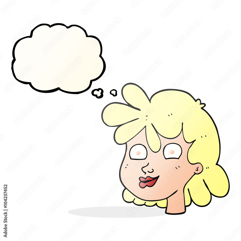 thought bubble cartoon female face thought bubble cartoon female face