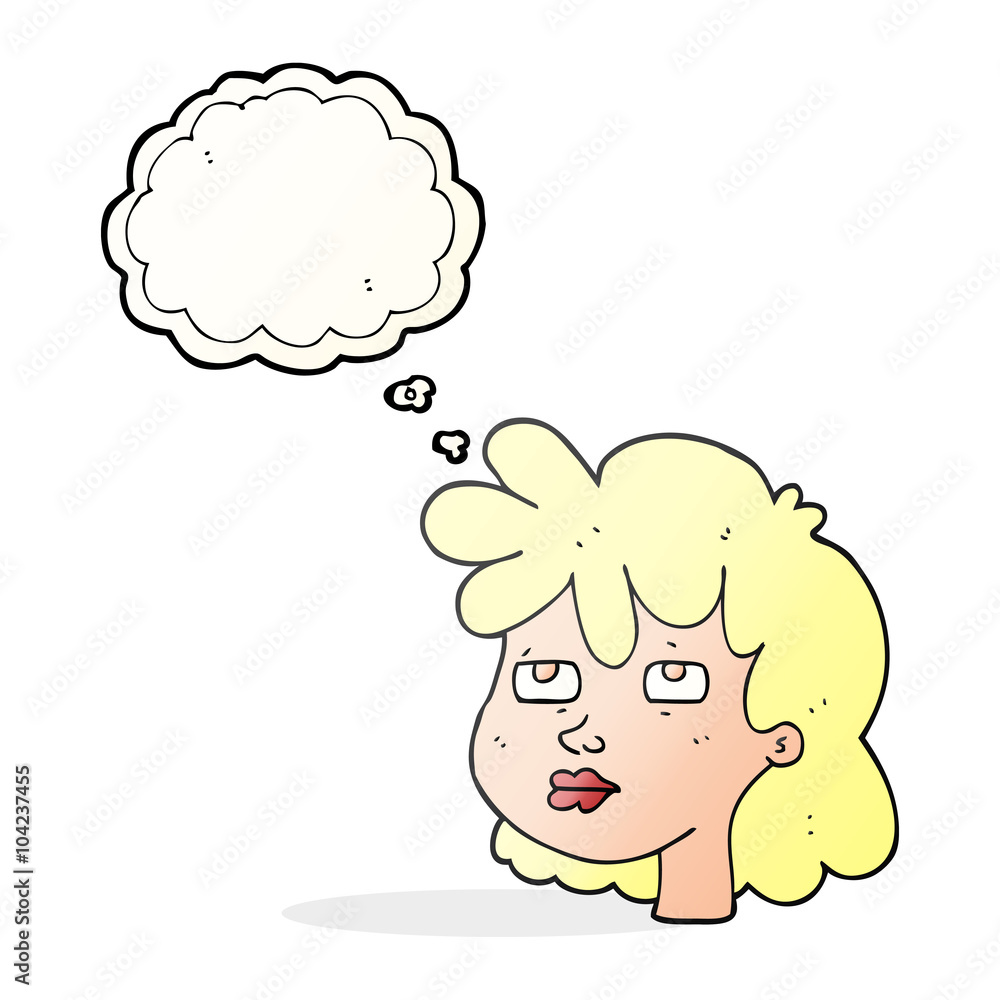 thought bubble cartoon female face thought bubble cartoon female face