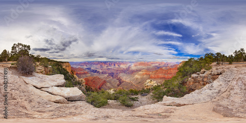 Spherical panorama of 360 degrees Grand Canyon